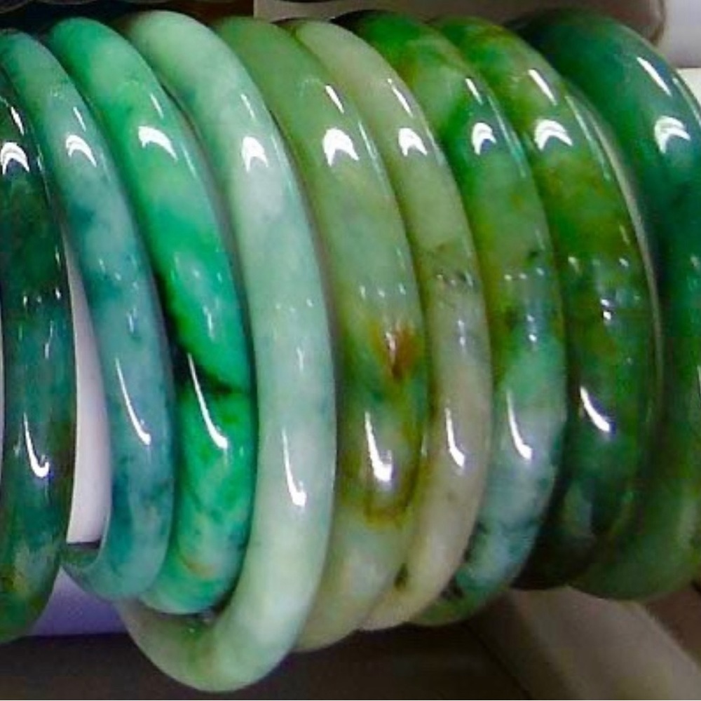 VINTAGE Jadeite Green Jade Bangles Sizes XS Small Medium Large Available.